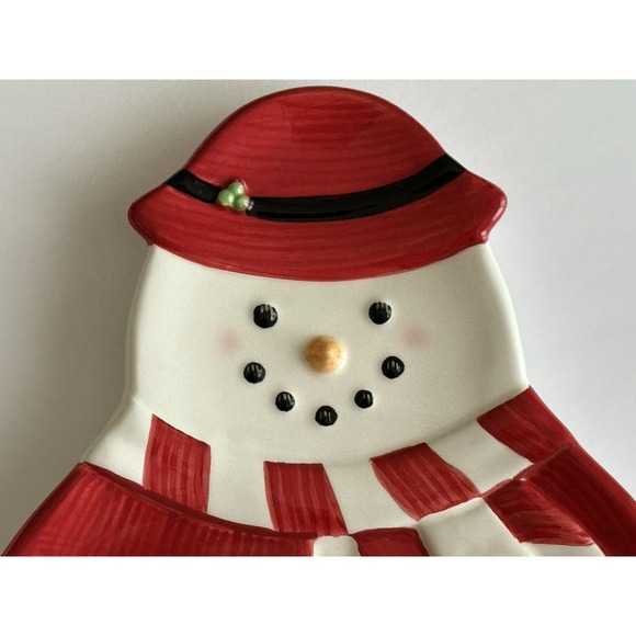 WILLIAM-SONOMA Ceramic Snowman/Snowmaid Appetizer/Dessert Plates - Set‎ of 2 - Picture 4 of 14